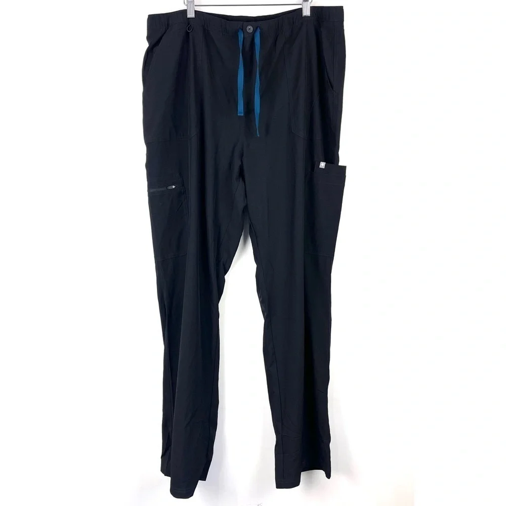 NEW FIGS Scrubs Cairo FREEx Lined Cargo Scrub Pants Men's Size 2XL TALL Black